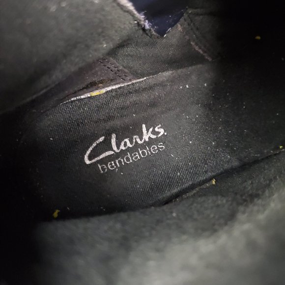 Clarks Bendables Ruby Glimmer Heel Boots Women's 9 Wide Blue Leather Zip Comfort - Picture 6 of 8